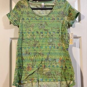 LuLaRoe Green Geometric Short Sleeve Top